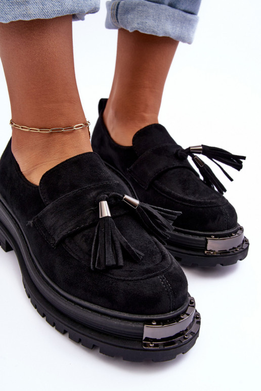 zo semišu topánky dámske mokasíny čierna Ramvli