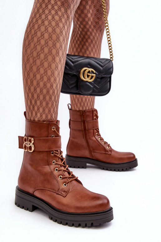 Pracovné členkové topánky Dámske so zipsami s ozdobami Hnedá farba Ciossava