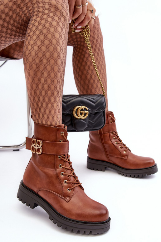 Pracovné členkové topánky Dámske so zipsami s ozdobami Hnedá farba Ciossava