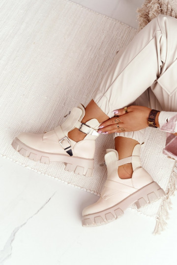 Dámske Pracovné členkové topánky s platformou béžová Cosmic Love 2