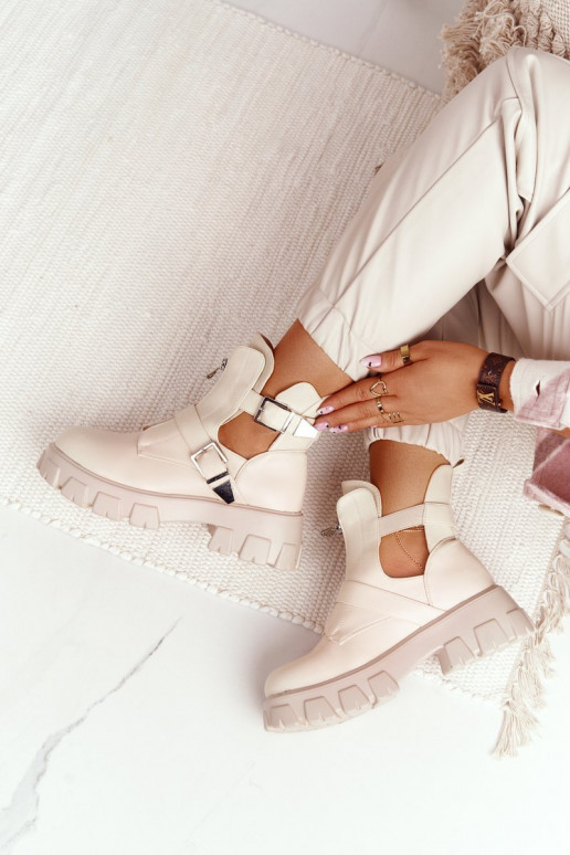 Dámske Pracovné členkové topánky s platformou béžová Cosmic Love