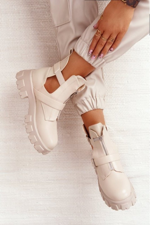 Dámske Pracovné členkové topánky s platformou béžová Cosmic Love