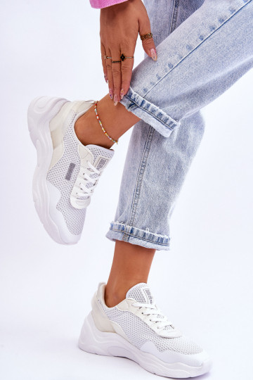 Dámske materiál tenisky Memory Foam System Big Star LL274A064 biela farba 2