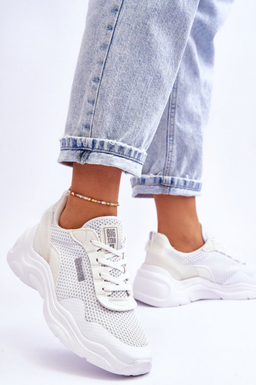 Dámske materiál tenisky Memory Foam System Big Star LL274A064 biela farba