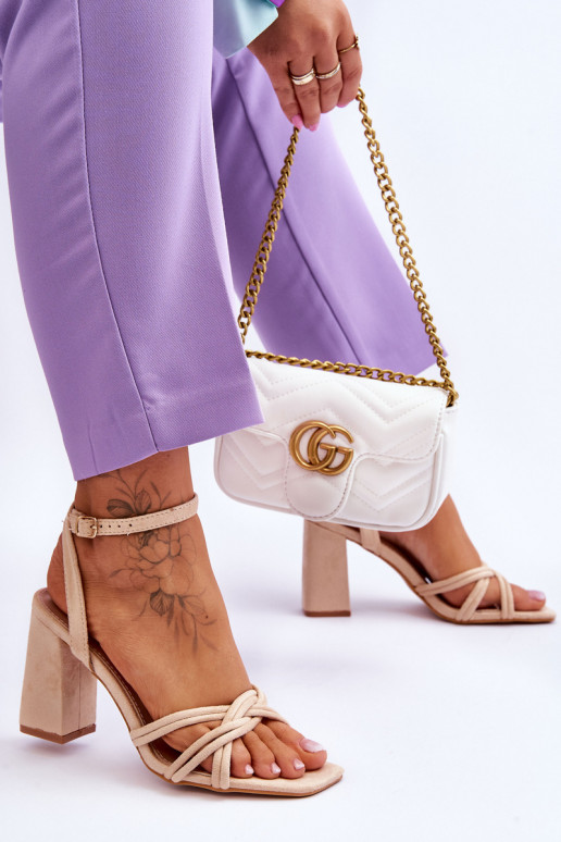 Klasický model Semišové sandále s podpätkami béžová Bernett