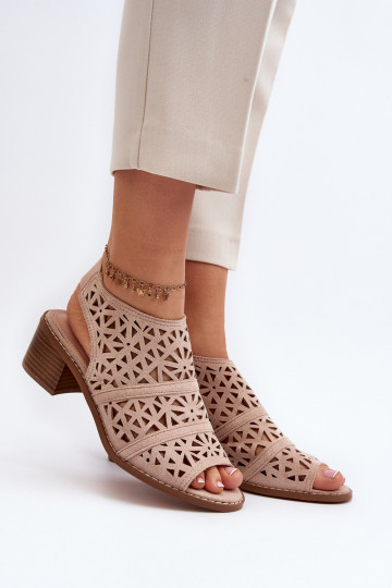 s prvkami prelamovania Sandále na vysokom podpätku Nude Serapina 2