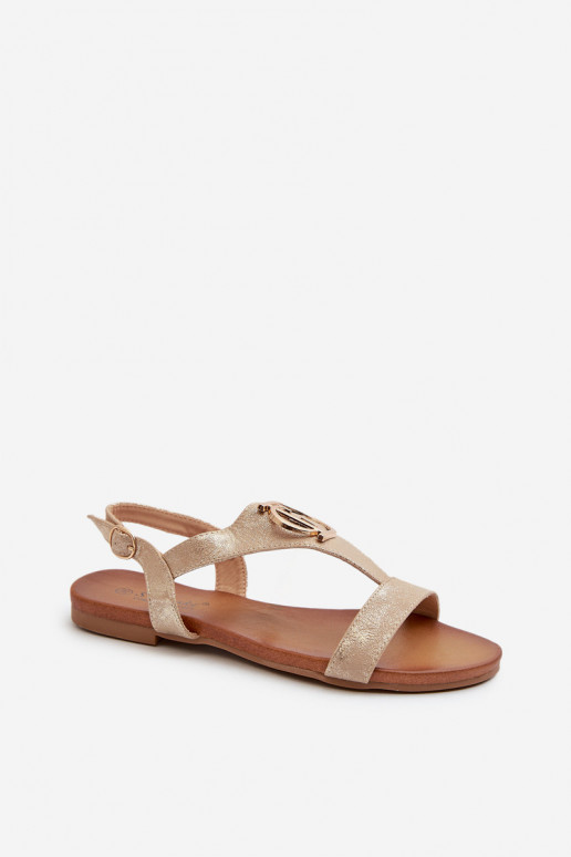 Sandále pre ženy s ozdobami S.Barski KV27-051 zlatej farby