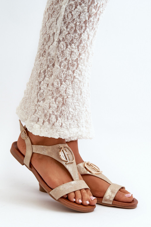 Sandále pre ženy s ozdobami S.Barski KV27-051 zlatej farby