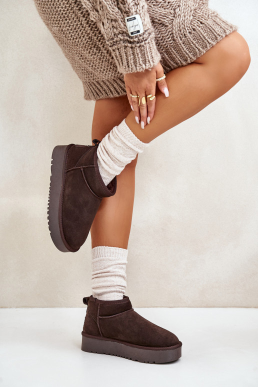 Kožené zo semišu Snehule s platformou Hnedá farba Nereviana