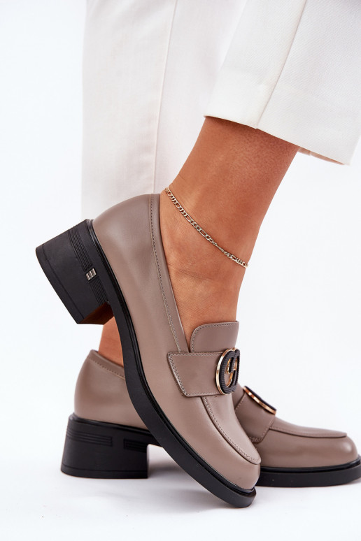 Kožené Mokasíny s podpätkami Vinceza 18102 béžová