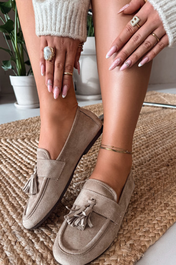 Mokasíny dámske s strapcami pieskových farieb Tai turirilisse 2