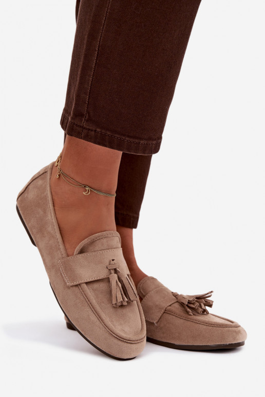 Mokasíny dámske s strapcami pieskových farieb Tai turirilisse