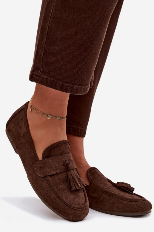 Mokasíny dámske s strapcami čokoládových farieb Tai turirilisse