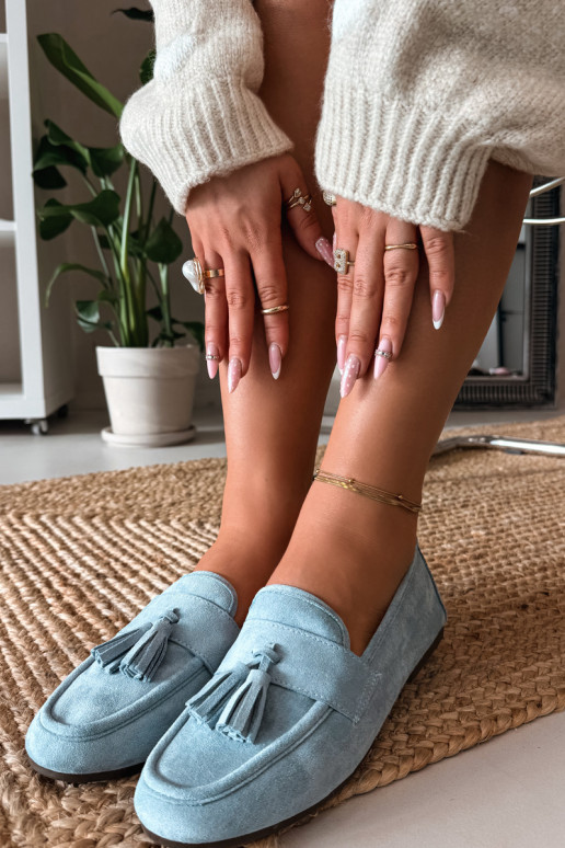 Mokasíny dámske s strapcami modrých farieb Tai turirilisse