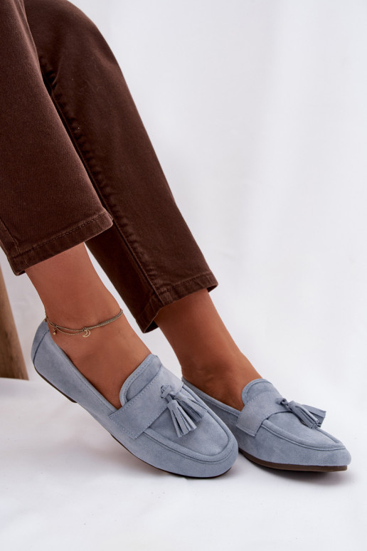 Mokasíny dámske s strapcami modrých farieb Tai turirilisse
