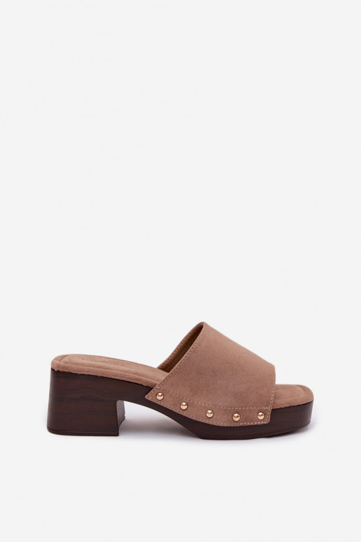 Dámske papuče Zapnuté Klocku Ze zlatej farbymi Svorníky béžová Davessa