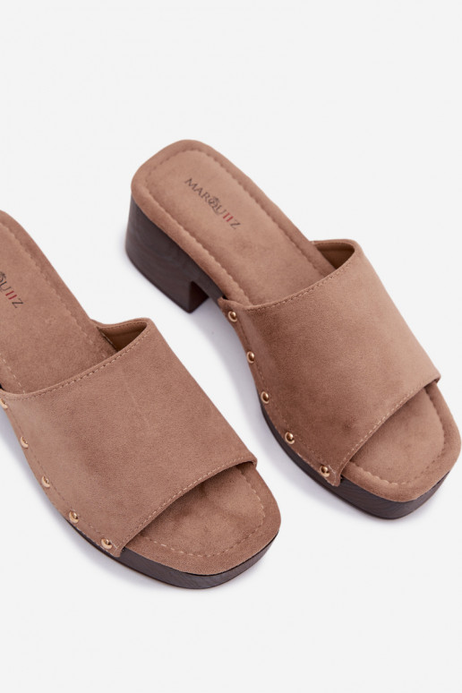 Dámske papuče Zapnuté Klocku Ze zlatej farbymi Svorníky béžová Davessa