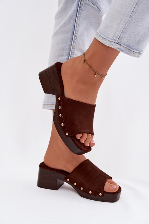 Dámske papuče Zapnuté Klocku Ze zlatej farbymi Svorníky CzekoladoIne Davessa