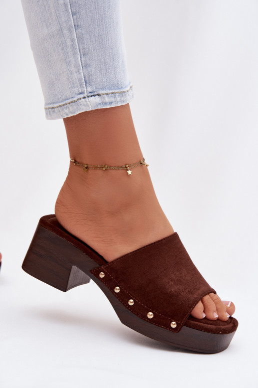 Dámske papuče Zapnuté Klocku Ze zlatej farbymi Svorníky CzekoladoIne Davessa