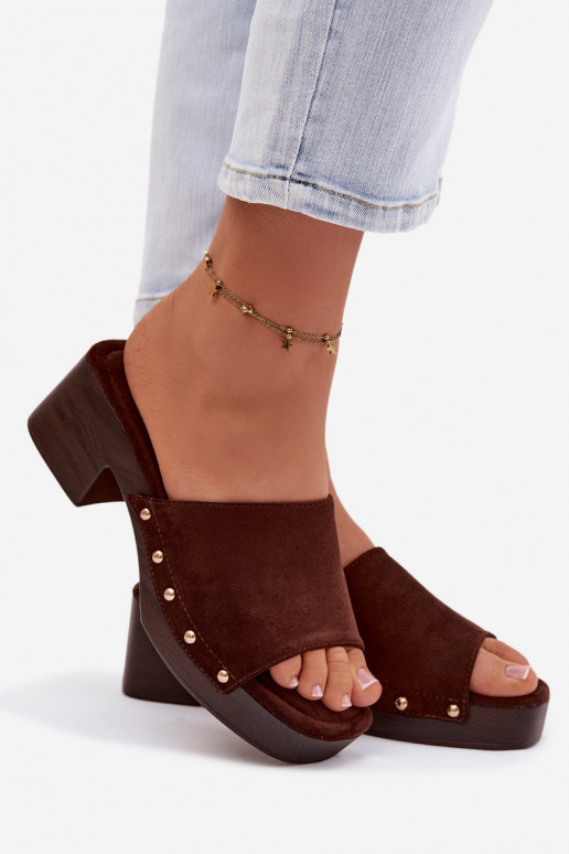 Dámske papuče Zapnuté Klocku Ze zlatej farbymi Svorníky CzekoladoIne Davessa