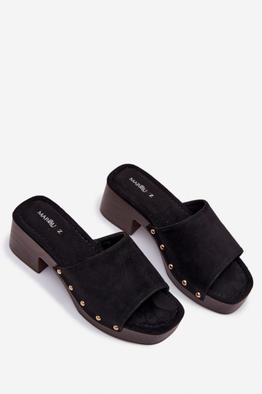 Dámske papuče Zapnuté Klocku Ze zlatej farbymi Svorníky čierna Davessa