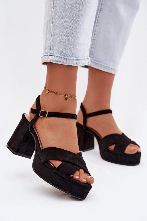Dámske sandále na vysokom opätku čierna Janelia