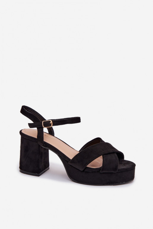 Dámske sandále na vysokom opätku čierna Janelia