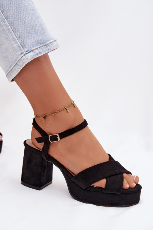 Dámske sandále na vysokom opätku čierna Janelia