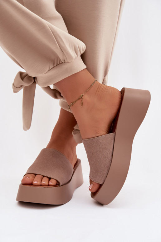 Dámske papuče s platformou béžová Liorisse