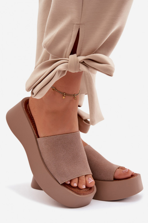 Dámske papuče s platformou béžová Liorisse