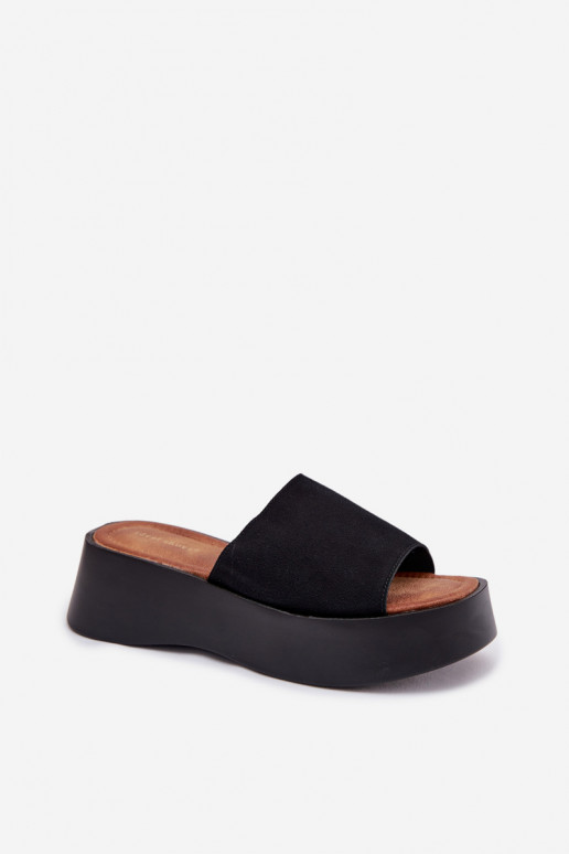 Dámske papuče s platformou čierna Liorisse