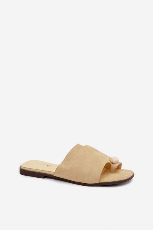 Papuče Dámsky byt S Ornatem Detalem z eko semišuoIne žltá Selavine