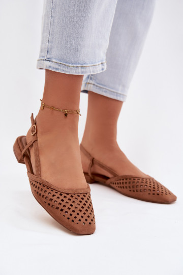 Prelamované balerínkyz eko semišuu Hnedá farba Farivelle 2