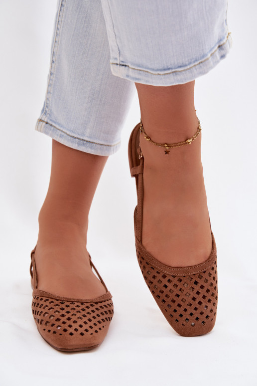 Prelamované balerínkyz eko semišuu Hnedá farba Farivelle