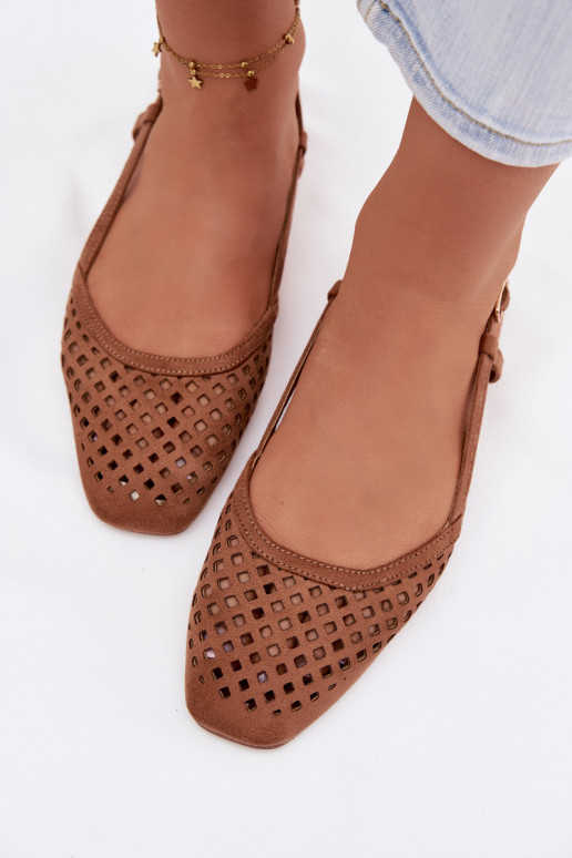 Prelamované balerínkyz eko semišuu Hnedá farba Farivelle