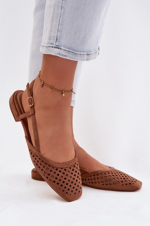 Prelamované balerínkyz eko semišuu Hnedá farba Farivelle