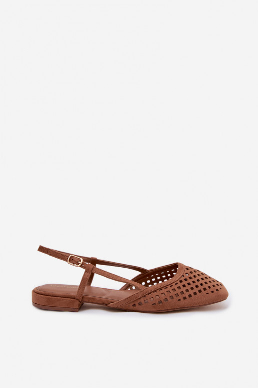 Prelamované balerínkyz eko semišuu Hnedá farba Farivelle