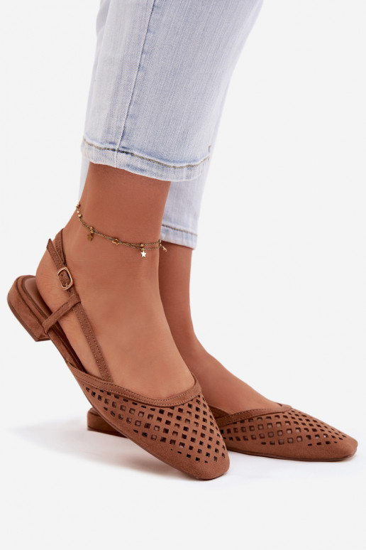 Prelamované balerínkyz eko semišuu Hnedá farba Farivelle