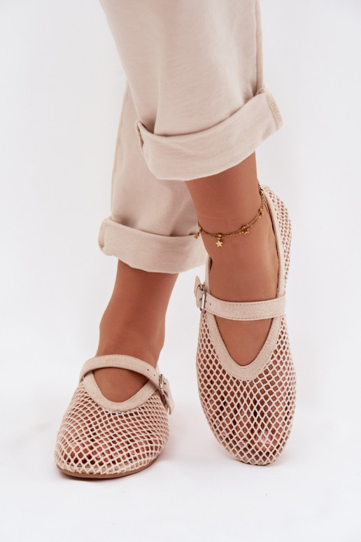 Sieťovina Balerínky s popruhmi slonovina Pherina