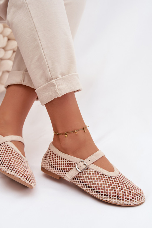 Sieťovina Balerínky s popruhmi slonovina Pherina