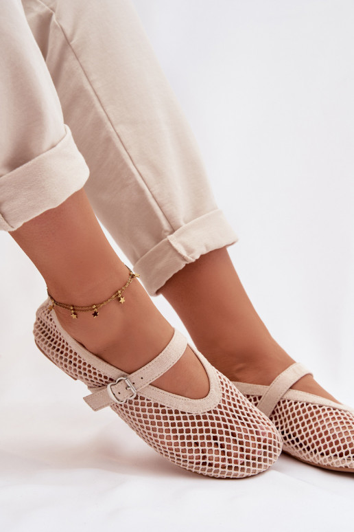 Sieťovina Balerínky s popruhmi slonovina Pherina