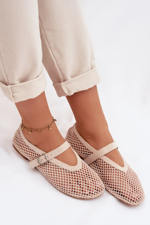 Sieťovina Balerínky s popruhmi slonovina Pherina