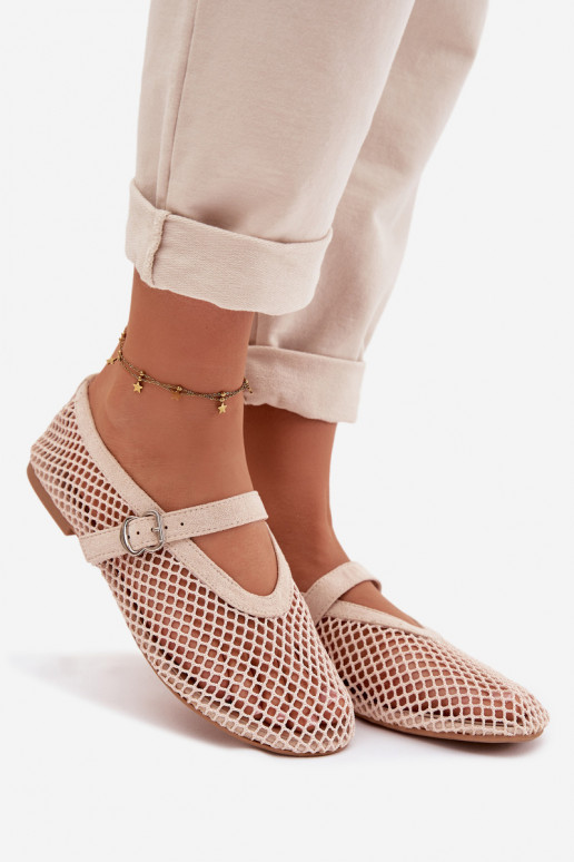 Sieťovina Balerínky s popruhmi slonovina Pherina