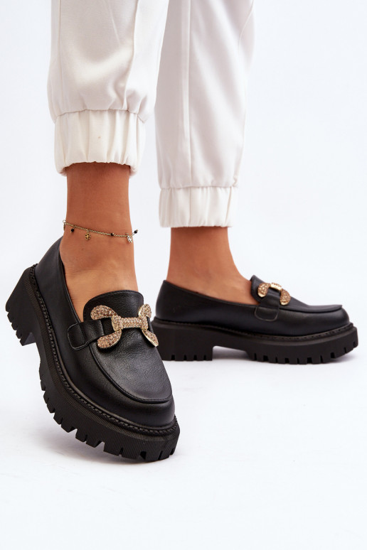 dámske mokasíny s ozdobami čierna Gargi