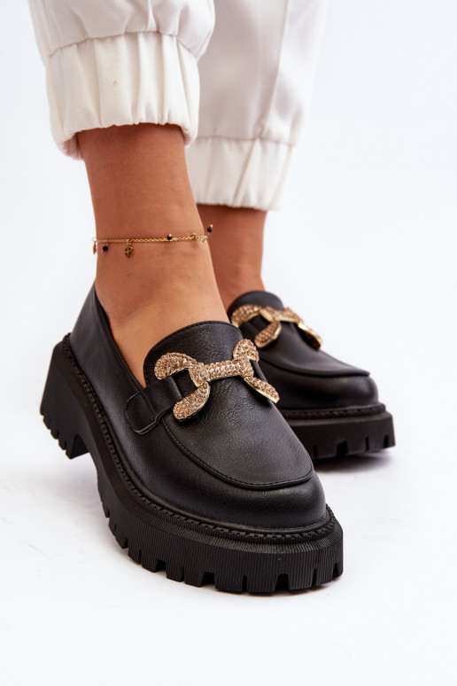 dámske mokasíny s ozdobami čierna Gargi