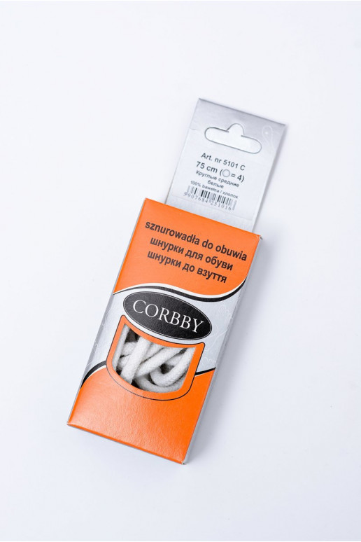 Corbby biela farba Okrúhle šnúrky