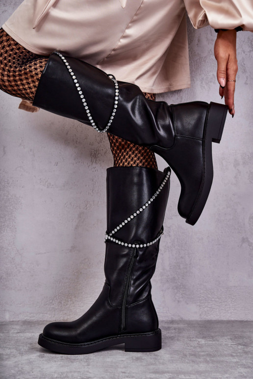 Dámske čižmy s krásnymi detailmi čierna Finlay