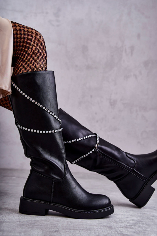 Dámske čižmy s krásnymi detailmi čierna Finlay