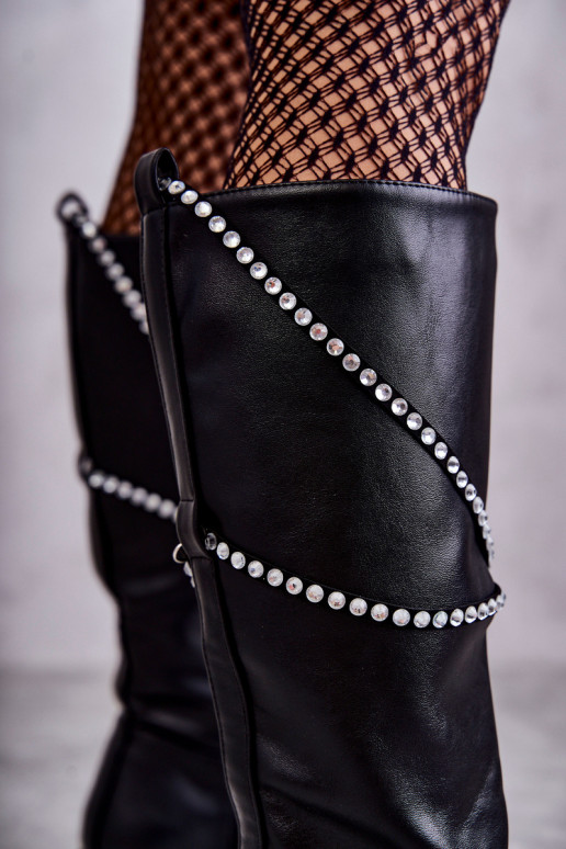 Dámske čižmy s krásnymi detailmi čierna Finlay