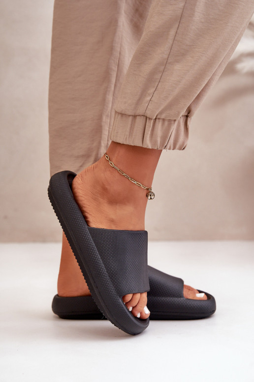 Dámske Ľahké penové šľapky Zapnuté hrubej podrážke čierna Querceria